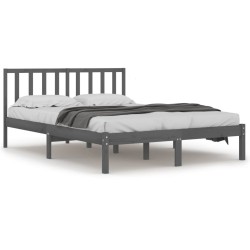vidaXL Estructura de cama de madera maciza de pino gris 200x200 cm