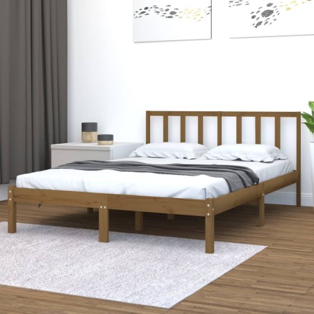 vidaXL Estructura de cama doble madera maciza marrón miel 120x190 cm