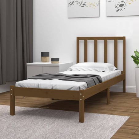 vidaXL Estructura de cama madera maciza pino marrón miel 100x200 cm