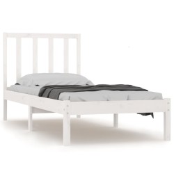 vidaXL Estructura de cama madera maciza individual blanco 90x190 cm