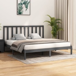 vidaXL Estructura de cama de madera maciza de pino gris 200x200 cm