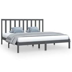 vidaXL Estructura de cama de madera maciza de pino gris 200x200 cm