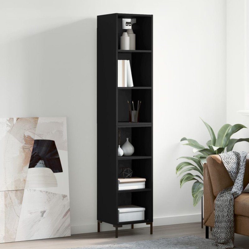 vidaXL Aparador alto madera contrachapada negro 34,5x32,5x180 cm vidaXL Aparador alto madera contrachapada negro 34,5x32,5x180 cm