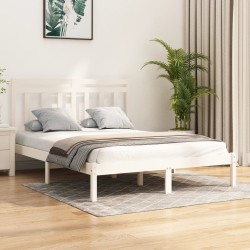 vidaXL Estructura de cama de madera maciza blanca 140x190 cm