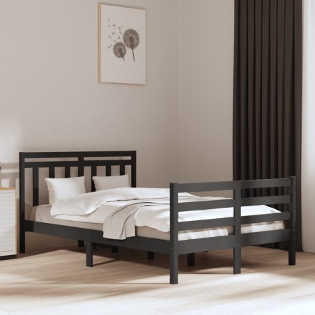 vidaXL Estructura de cama de madera maciza doble 4FT6 135x190 cm