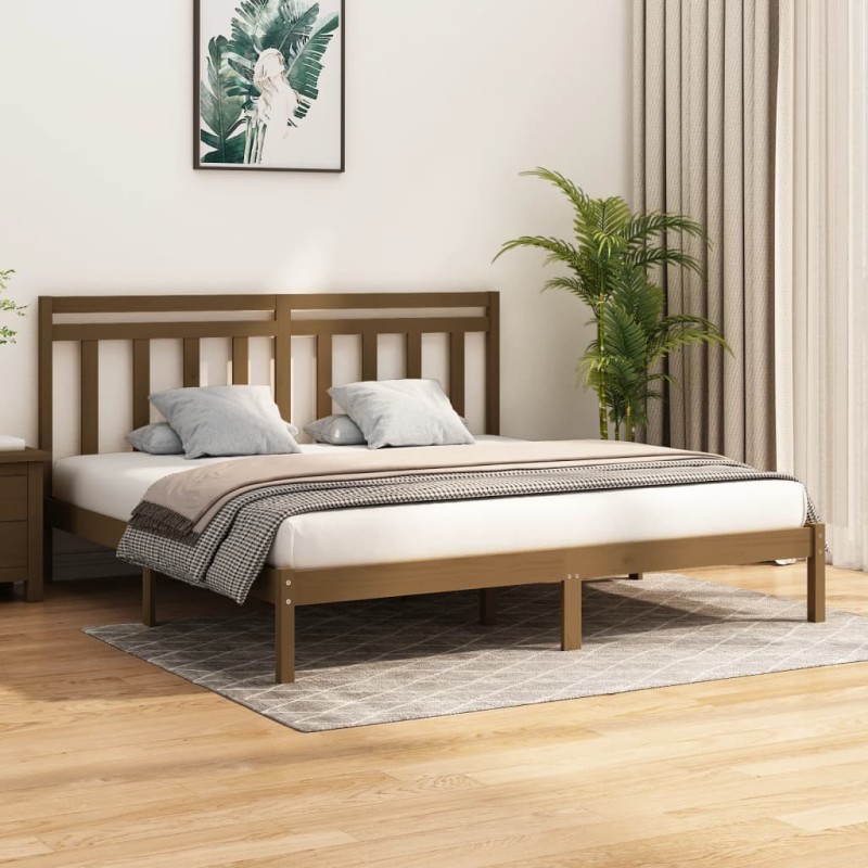 vidaXL Estructura de cama madera maciza de pino marrón miel 200x200 cm vidaXL Estructura de cama madera maciza de pino marrón miel 200x200 cm