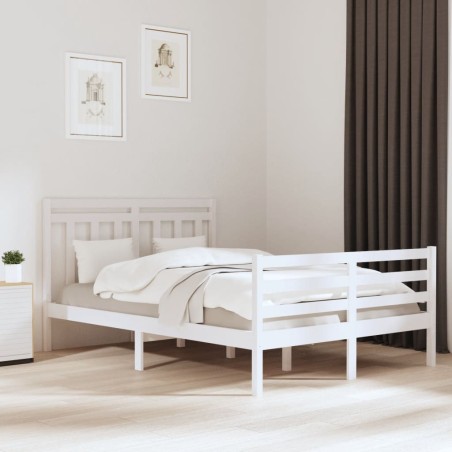 vidaXL Estructura cama madera maciza doble pequeña blanco 120x190 cm