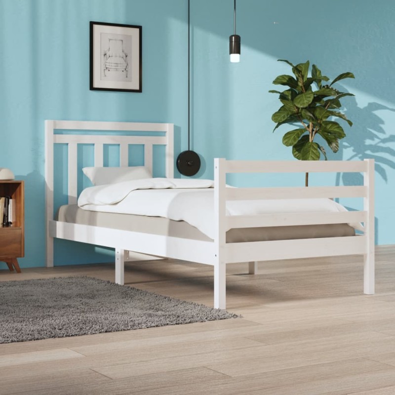 vidaXL Estructura de cama madera maciza blanco 90x200 cm vidaXL Estructura de cama madera maciza blanco 90x200 cm