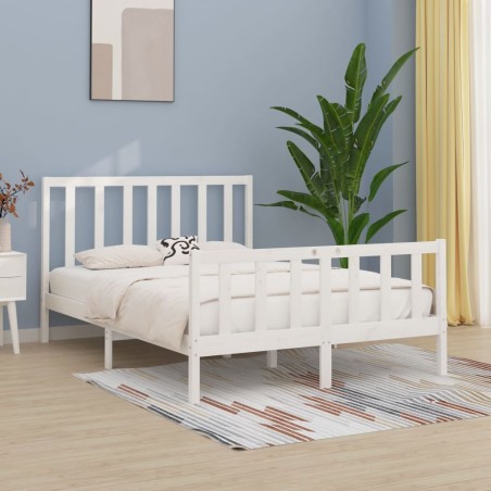 vidaXL Estructura de cama doble pequeña madera maciza blanca 120x190cm