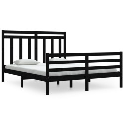 vidaXL Estructura de cama de madera maciza de pino negra 160x200 cm