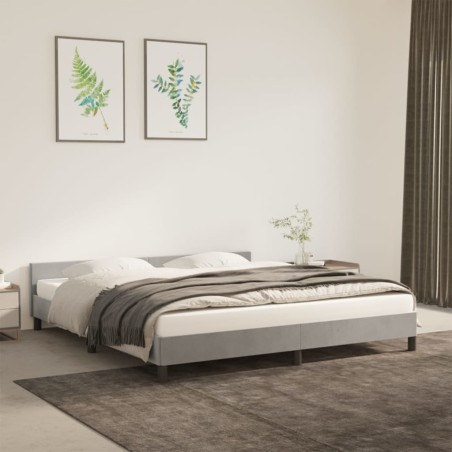 vidaXL Estructura de cama con cabecero terciopelo gris claro 180x200cm
