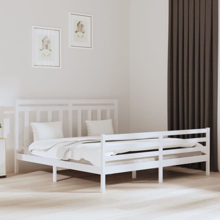 vidaXL Estructura de cama madera maciza blanca 200x200 cm