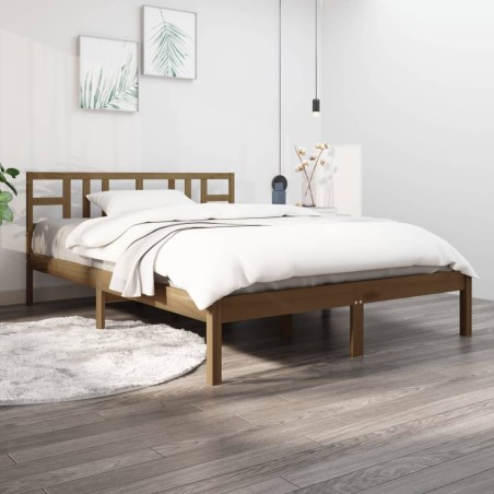 vidaXL Estructura de cama madera maciza King marrón miel 150x200 cm