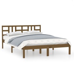 vidaXL Estructura de cama madera maciza King marrón miel 150x200 cm