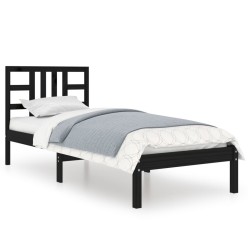 vidaXL Estructura de cama individual madera maciza negra 75x190 cm