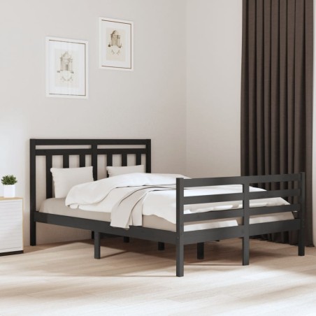 vidaXL Estructura de cama de madera maciza gris 140x200 cm