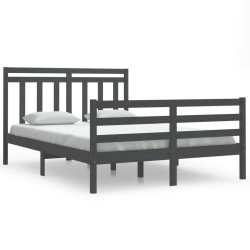 vidaXL Estructura de cama de madera maciza gris 140x200 cm