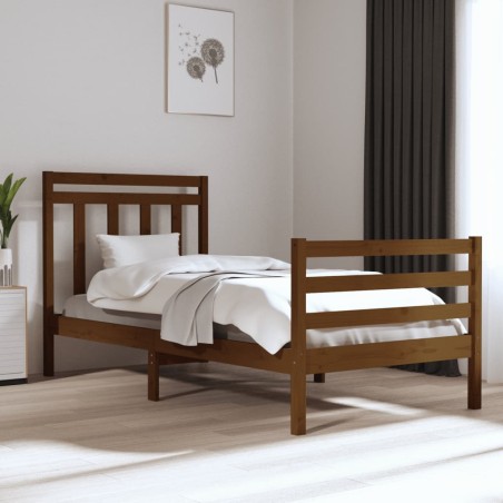 vidaXL Estructura de cama madera maciza marrón miel 100x200 cm