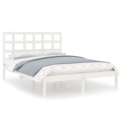 vidaXL Estructura de cama de madera maciza blanca 140x190 cm