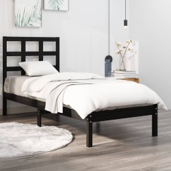vidaXL Estructura de cama madera maciza negro 100x200 cm
