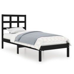 vidaXL Estructura de cama madera maciza negro 100x200 cm