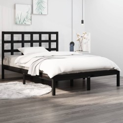 vidaXL Estructura de cama madera maciza King Size negro 150x200 cm