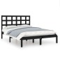 vidaXL Estructura de cama madera maciza King Size negro 150x200 cm