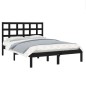 vidaXL Estructura de cama madera maciza King Size negro 150x200 cm