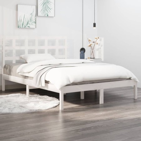 vidaXL Estructura de cama madera maciza blanco 200x200 cm