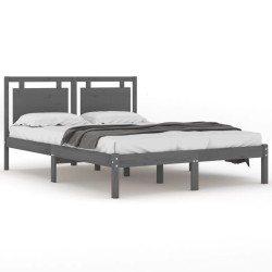 vidaXL Estructura de cama de madera maciza gris 140x200 cm