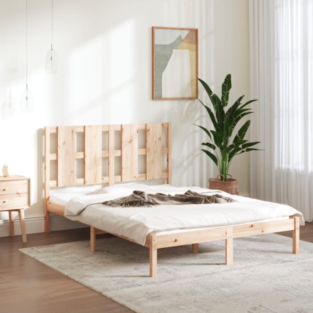 vidaXL Estructura de cama madera maciza de pino 140x190 cm