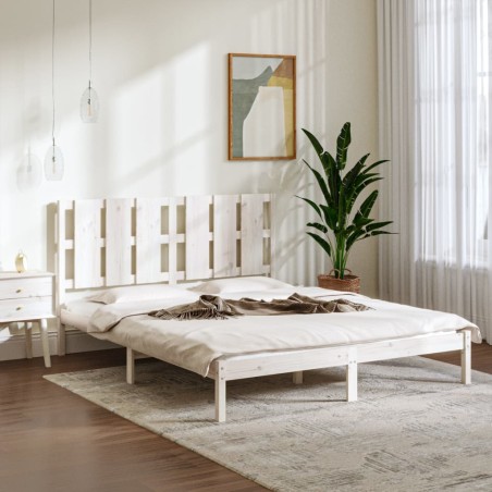 vidaXL Estructura de cama madera maciza King Size blanca 150x200 cm