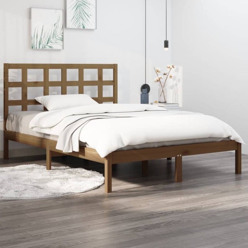 vidaXL Estructura de cama madera maciza de pino marrón miel 200x200 cm
