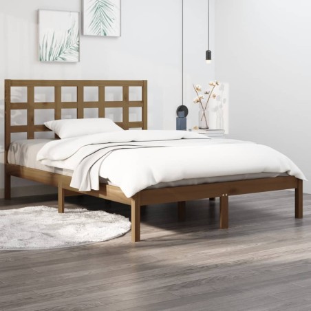vidaXL Estructura de cama madera maciza de pino marrón miel 200x200 cm