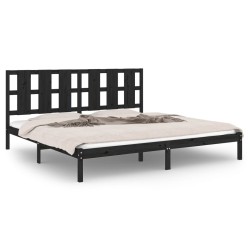 vidaXL Estructura de cama madera maciza negro Super King 180x200 cm