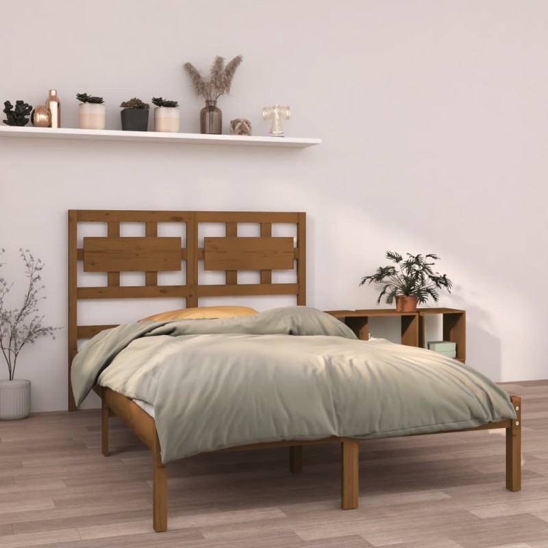 vidaXL Estructura cama doble pequeño madera maciza marrón 120x190 cm vidaXL Estructura cama doble pequeño madera maciza marrón 120x190 cm