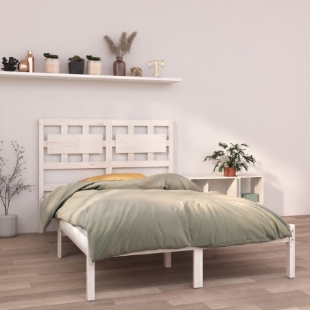 vidaXL Estructura de cama madera maciza King Size blanca 150x200 cm