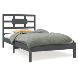 vidaXL Estructura de cama madera maciza de pino gris 90x200 cm