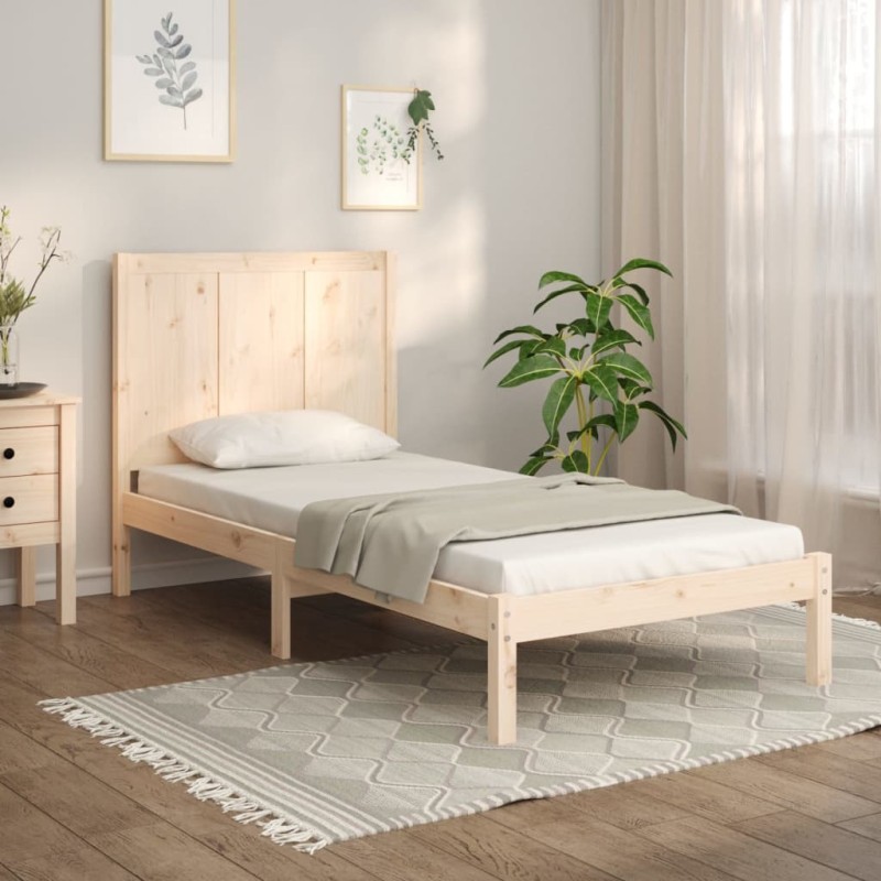vidaXL Estructura de cama madera maciza de pino 75x190 cm vidaXL Estructura de cama madera maciza de pino 75x190 cm