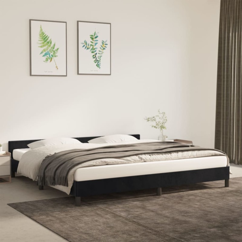vidaXL Estructura de cama con cabecero de terciopelo negro 200x200 cm vidaXL Estructura de cama con cabecero de terciopelo negro 200x200 cm