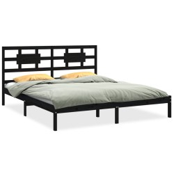 vidaXL Estructura de cama madera maciza negro Super King 180x200 cm