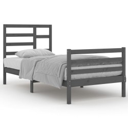 vidaXL Estructura de cama de madera maciza gris 90x200 cm