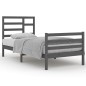vidaXL Estructura de cama de madera maciza gris 90x200 cm