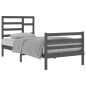 vidaXL Estructura de cama de madera maciza gris 90x200 cm