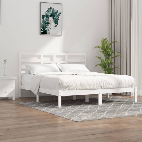 vidaXL Estructura de cama madera maciza blanca Super King 180x200 cm