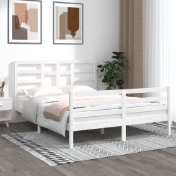 vidaXL Estructura de cama madera maciza king size blanca 150x200 cm