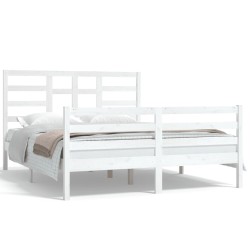 vidaXL Estructura de cama madera maciza king size blanca 150x200 cm