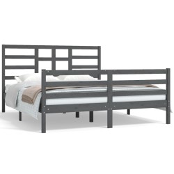 vidaXL Estructura de cama de madera maciza de pino gris 160x200 cm