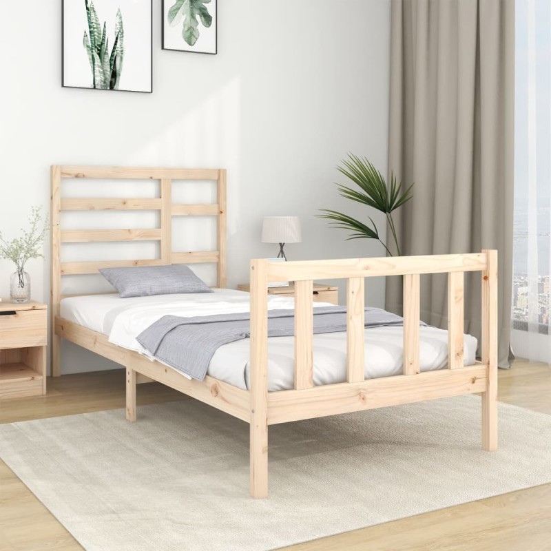 vidaXL Estructura de cama madera maciza 75x190 cm
