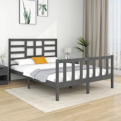 vidaXL Estructura de cama matrimonial madera maciza gris 135x190 cm